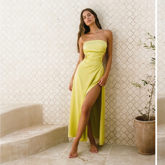 Tiarni Midi Dress | Sabo Skirt | Chartreuse - Picture 1 of 9